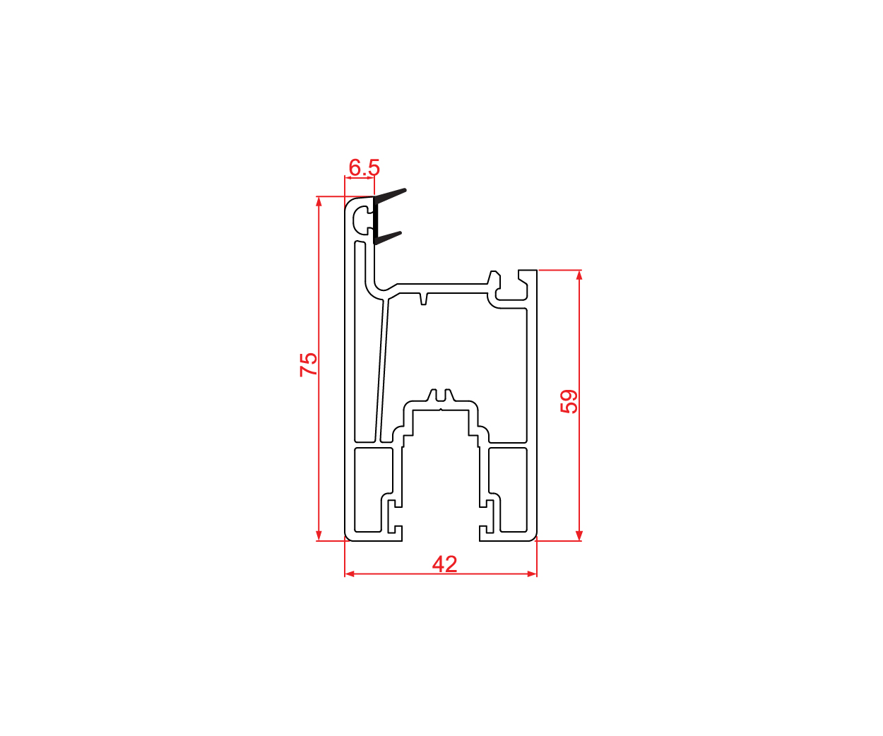 Sliding Door Sash 75mm